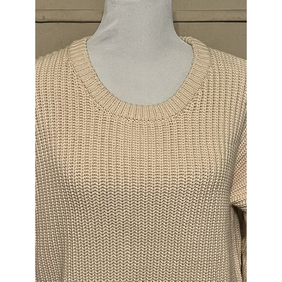 Demylee Cotton Sweater •L•Pullover Chunky Knit Crew Neck Oversized Drop Shoulder - Picture 6 of 9